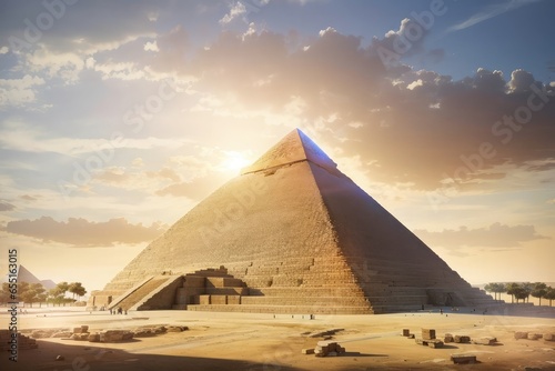 pyramid of Giza at sunrise of the daytime background photo