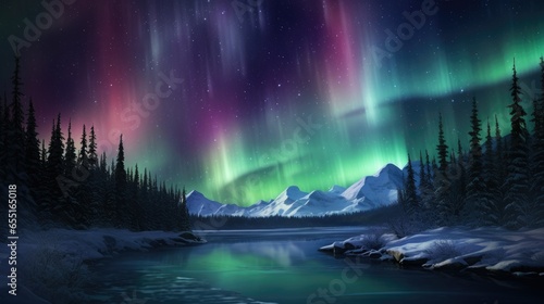 aurora borealis, showcasing the beauty of the cosmos - generative AI © Nad