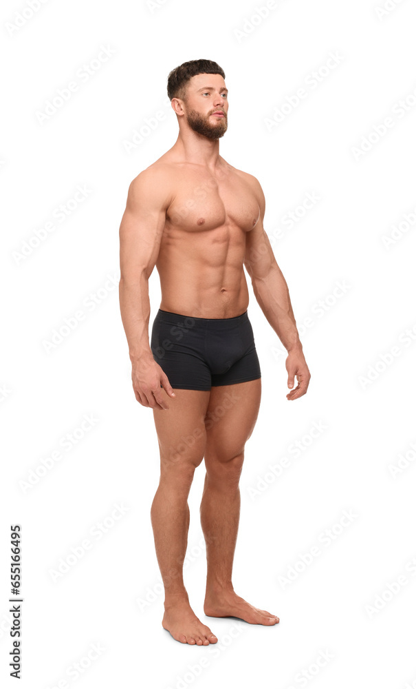 Handsome muscular man isolated on white. Sexy body Handsome muscular man isolated on white. Sexy body