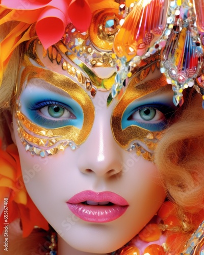 Generative AI image of a fashion random close up detailed face features supermodel