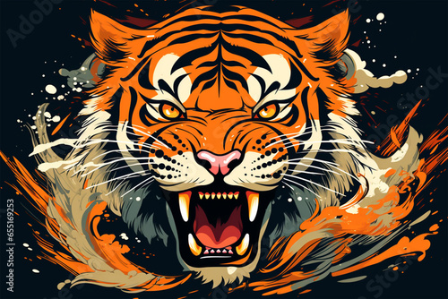 Japanese style design vector  vector design of a tiger