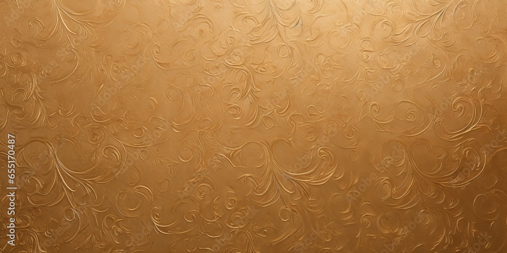 Background texture of golden wallpaper with scrollwork, Generative AI - obrazy, fototapety, plakaty 