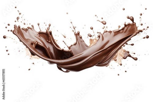 Splashes of chocolate on a white background.