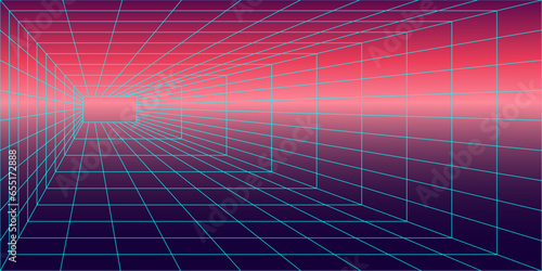 Abstract perspective grid. Abstract retro on white background