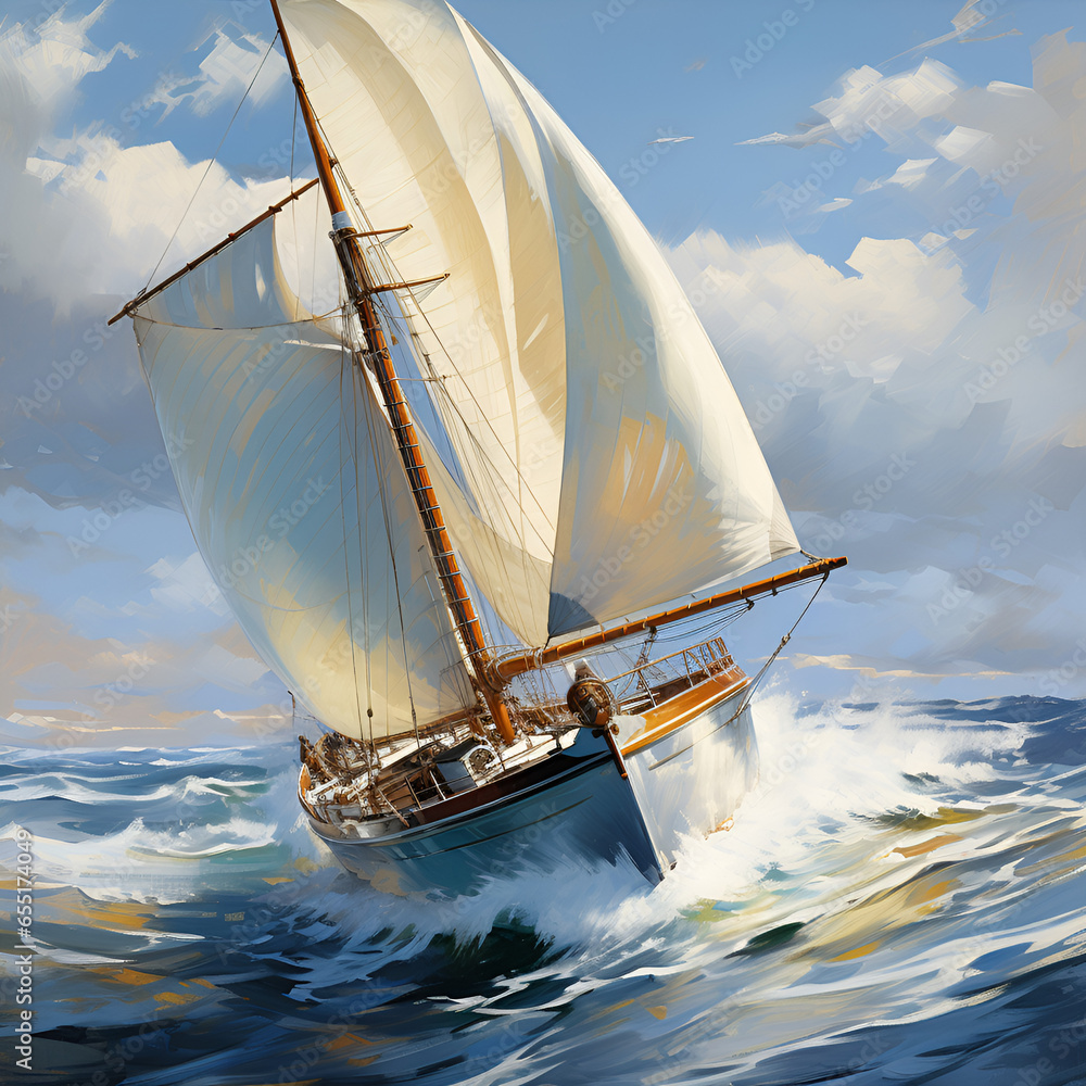 Fototapeta premium sailing boat on the sea,sea,sailboat,water,sky,regatta,summer,Ai generated 