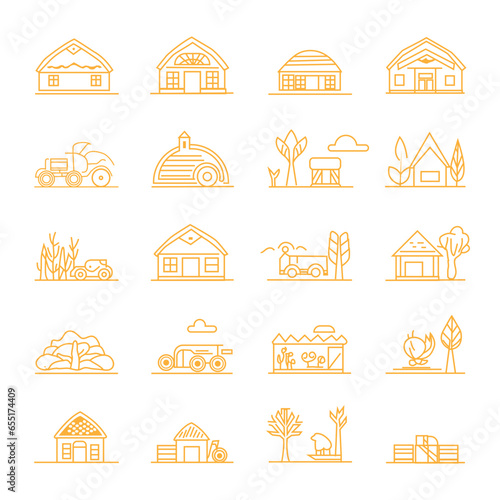 Farming and agriculture outline symbol collection, pearl millet, agriculture, wheat, barley, rice, maize, timothy grass, buckwheat, proso, sorghum. Thin line art about grain plants. Editable Stroke