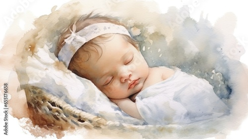 A newborn watercolor classic illustration