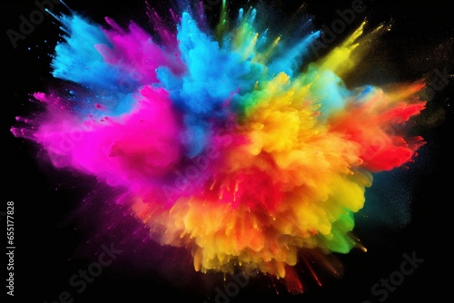 Colorful rainbow holi paint splash  color powder explosion  Generative AI