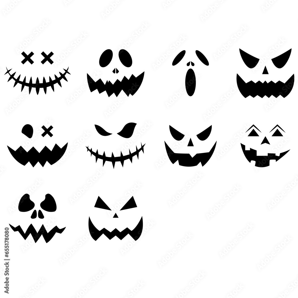 Set Of Halloween Pumpkin Face, Halloween Pumpkin Ghost Face Svg, Halloween scary pumpkins Ghost Face, Happy Halloween, Pumpkin Ghost Face Clipart