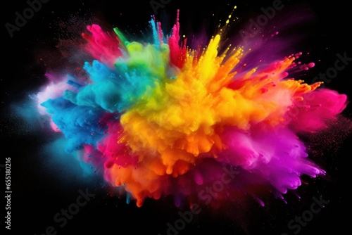 Colorful rainbow holi paint splash  color powder explosion  Generative AI
