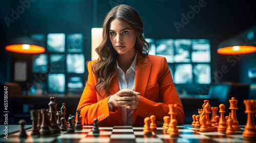 Joueuse d'échec menant la partie