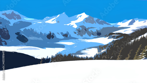 グラフィカルな雪山のイラスト