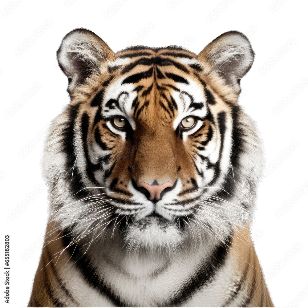 Obraz premium Tiger isolated on transparent and white background. Png transparent