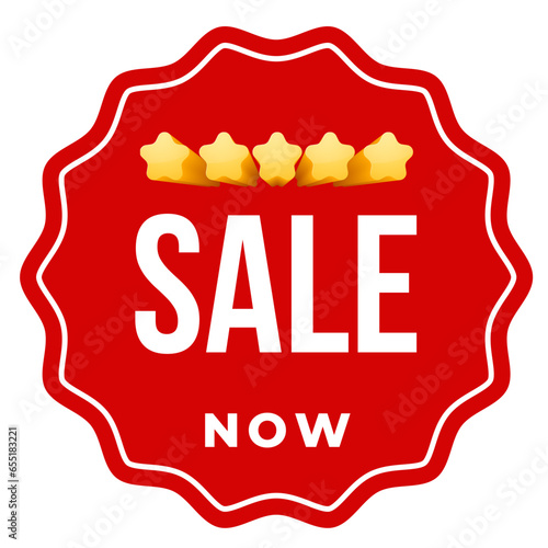 SALE NOW 5 stars red sticker stamp sign 