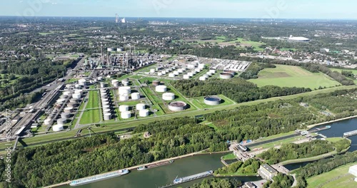 Petroleum refineries in the area of Gelsenkirchen, Germany. Fossil energy and fuels prouction industry. photo