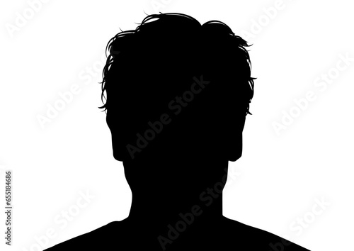 ビジネスマン男性の顔 正面 証明写真のシルエット 上半身 顔アップ バストアップのイラスト