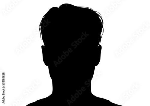 証明写真 男性の顔アップのシルエット 上半身正面バストアップのイラスト