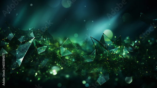 Green abstract light. Abstract background with polygons and rays. AI generative © sdmin_d