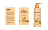 Argan oil Shampoo Label Design, Vector, Shampoo, Vector label design, EPS Package, Hair shampoo Label Design, Orange shampoo mockup and label. packaging design	
