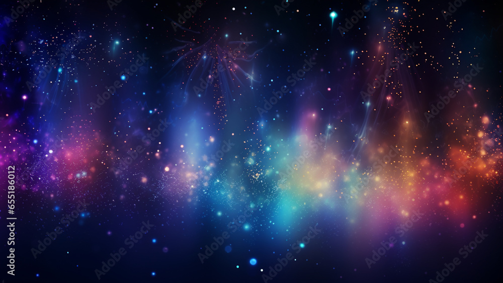 Fototapeta premium An abstract painting of fireworks exploding in a milky way-like shape.