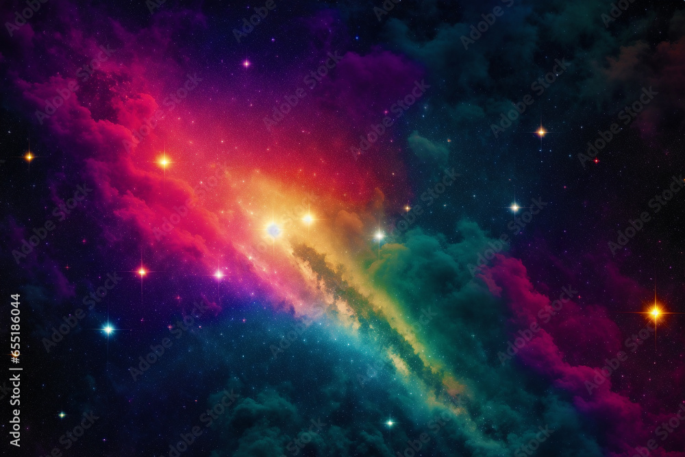 A beautiful space Background. Cosmic Horizon. A Futuristic Journey Through Space. Copy space. Generative AI