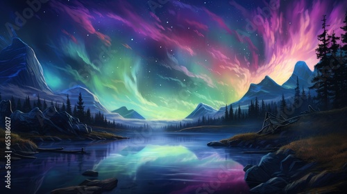 aurora borealis, showcasing the beauty of the cosmos - generative AI