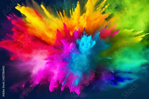 Colorful rainbow holi paint splash  color powder explosion  Generative AI