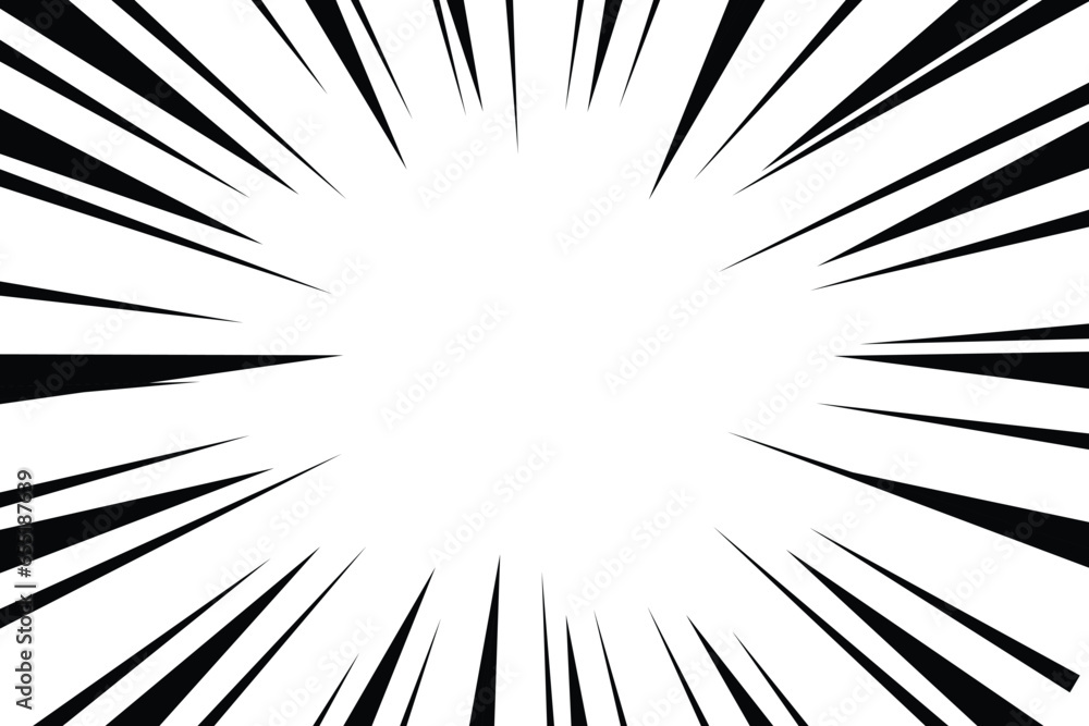 Manga speed burst frame. Radial anime speed lines. Crash zoom effect