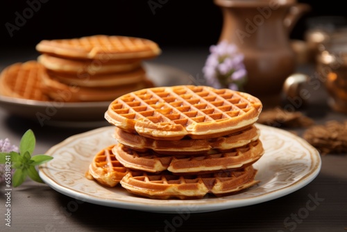 mouthwatering delight of a traditional Dutch treat - the deliciously golden stroopwafel, a crispy circular cookie with an irresistible caramel filling