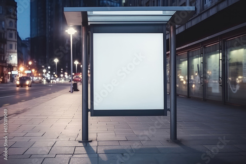 Wallpaper Mural Bus Station Billboard With Blank Copy Space Screen For Your Advertising Message In Urban City Scene Mockup . Сoncept Advertising, Bus Station Billboard, Urban City Scene, Mockup Torontodigital.ca