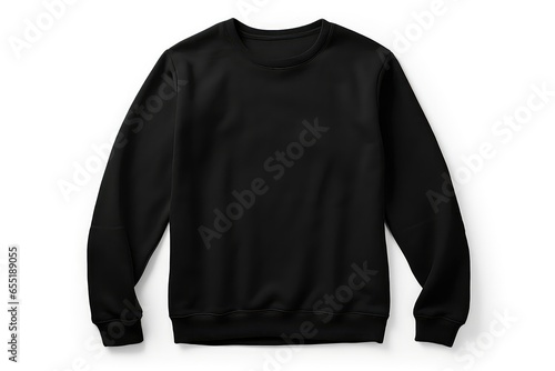 Black Sweater Template On White Background Mockup. Сoncept Black Sweater, White Background, Mockup, Clothing Template