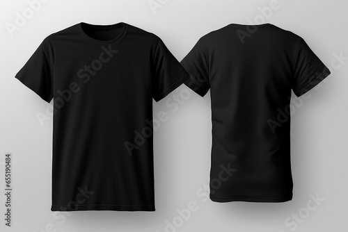 Closeup Of Blank Black Tshirt Front And Rear Isolated Mockup