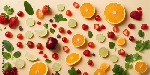 fruits on orange background