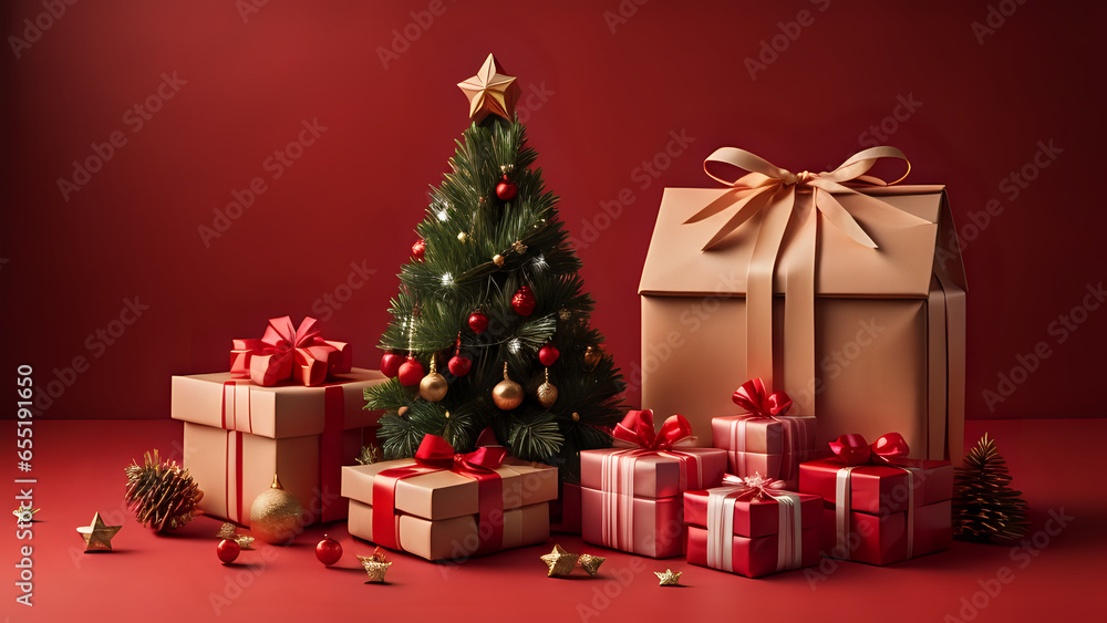 merry christmas gift box and mini tree merry christmas gift box and mini tree