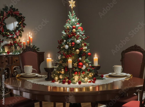Well-Set Christmas Dinner Table - Generative AI
