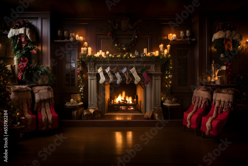 Warm Wishes: Christmas Socks Hung by the Cozy Fireplace © rodrigodm22