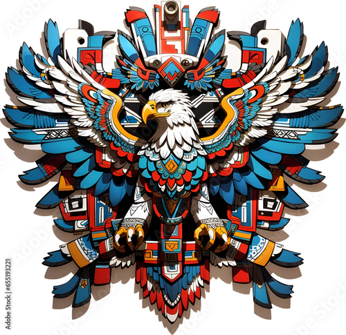 Eagle in Minimalist Illustration With Aztec Art Style Logo