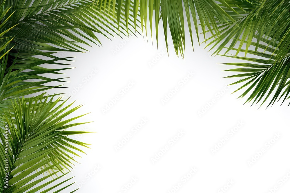 Palm Tree Leaf Isolated On White Or Transparent Background, Forming Palm Leaves Frame With Space For Text, Ideal For Tropical Beach Overlays And Mockup Concepts Mockup Minimalis() Palm Tree Leaf Isolated On White Or Transparent Background, Forming Palm Leaves Frame With Space For Text, Ideal For Tropical Beach Overlays And Mockup Concepts Mockup Minimalis()