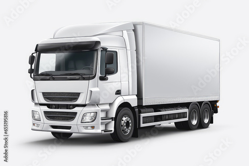 Realistic White Truck Vector Illustration Mockup
