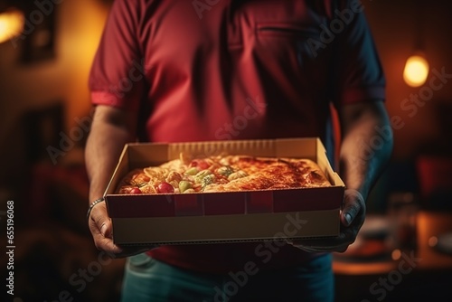 Courier delivery  pizza