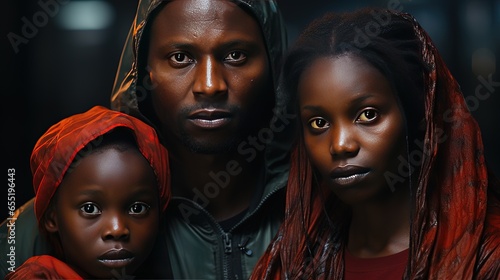 A family of illegal migrants from poor Africa. The world problem of illegal migration