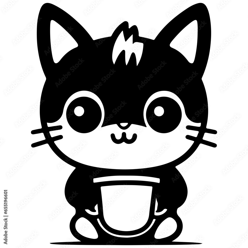 Cute drinking cat outline illutration vector Cute drinking cat outline illutration vector