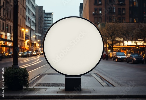 Blank Circular Street Sign Mockup Created with Generative AI