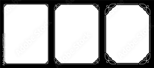 Photo portrait frame borders. Vector vintage poster, invitation, certificate, business card, or menu page. Vertical EPS retro art or mirror frame background in classical Victorian style