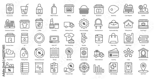 Charity Thin Line Icons Donation Gift Promotion Iconset in Outline Style 50 Vector Icons in Black