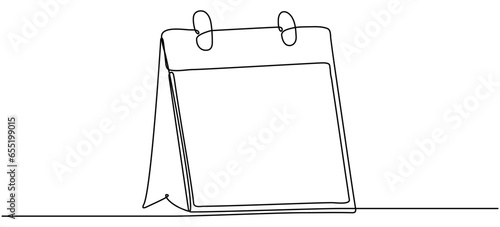 Calendar continuous line drawn. Time planer linear symbol. Reminder empty template. Vector illustration isolated on white.