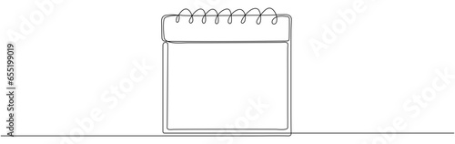Calendar continuous line drawn. Time planer linear symbol. Reminder empty template. Vector illustration isolated on white.