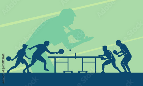 Premium Illustration of table tennis or pingpong players playing together best for your digital graphic and print	