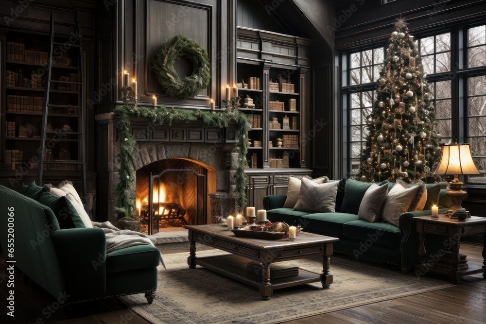 comfortable living room with a christmas tree comfortable living room with a christmas tree