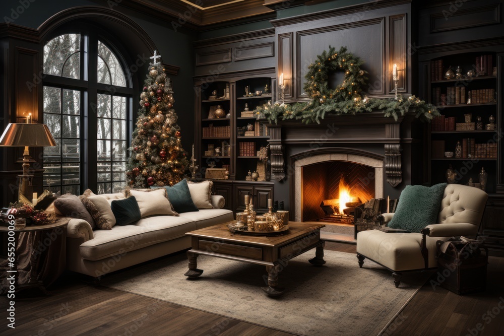 comfortable living room with a christmas tree comfortable living room with a christmas tree